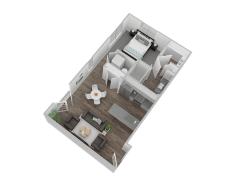 Floor plan for studio, 1 bath, 724 sqft
